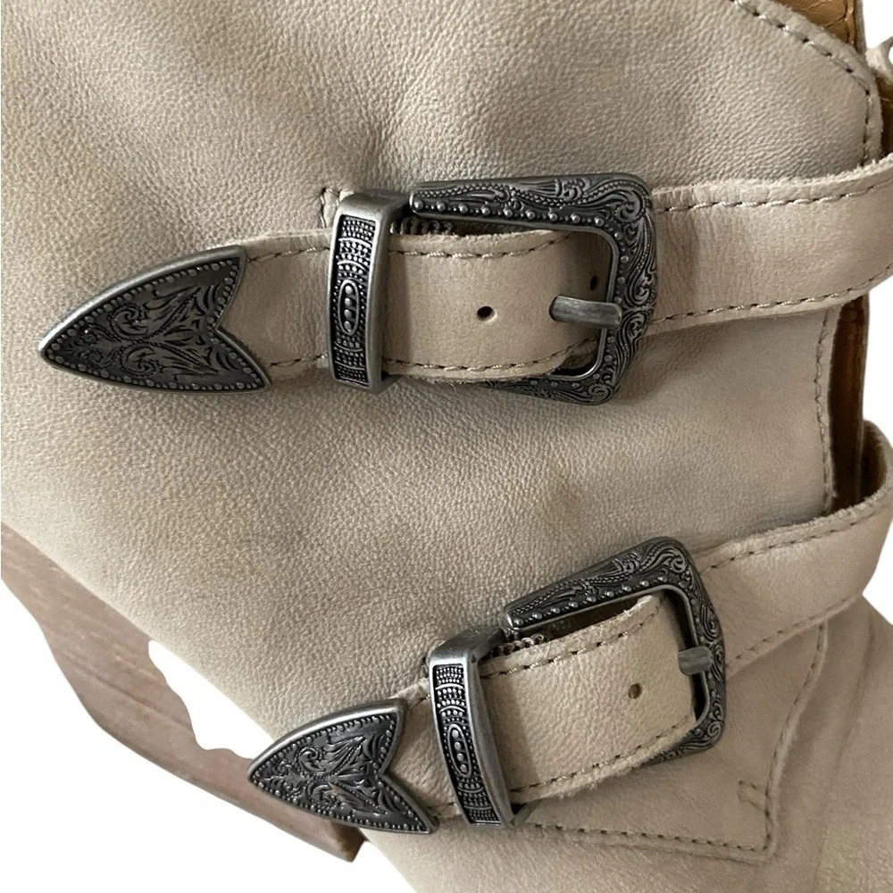 Franco Sarto Tan Granton Ankle Boots with Buckle Detail Suede Leather Block Heel